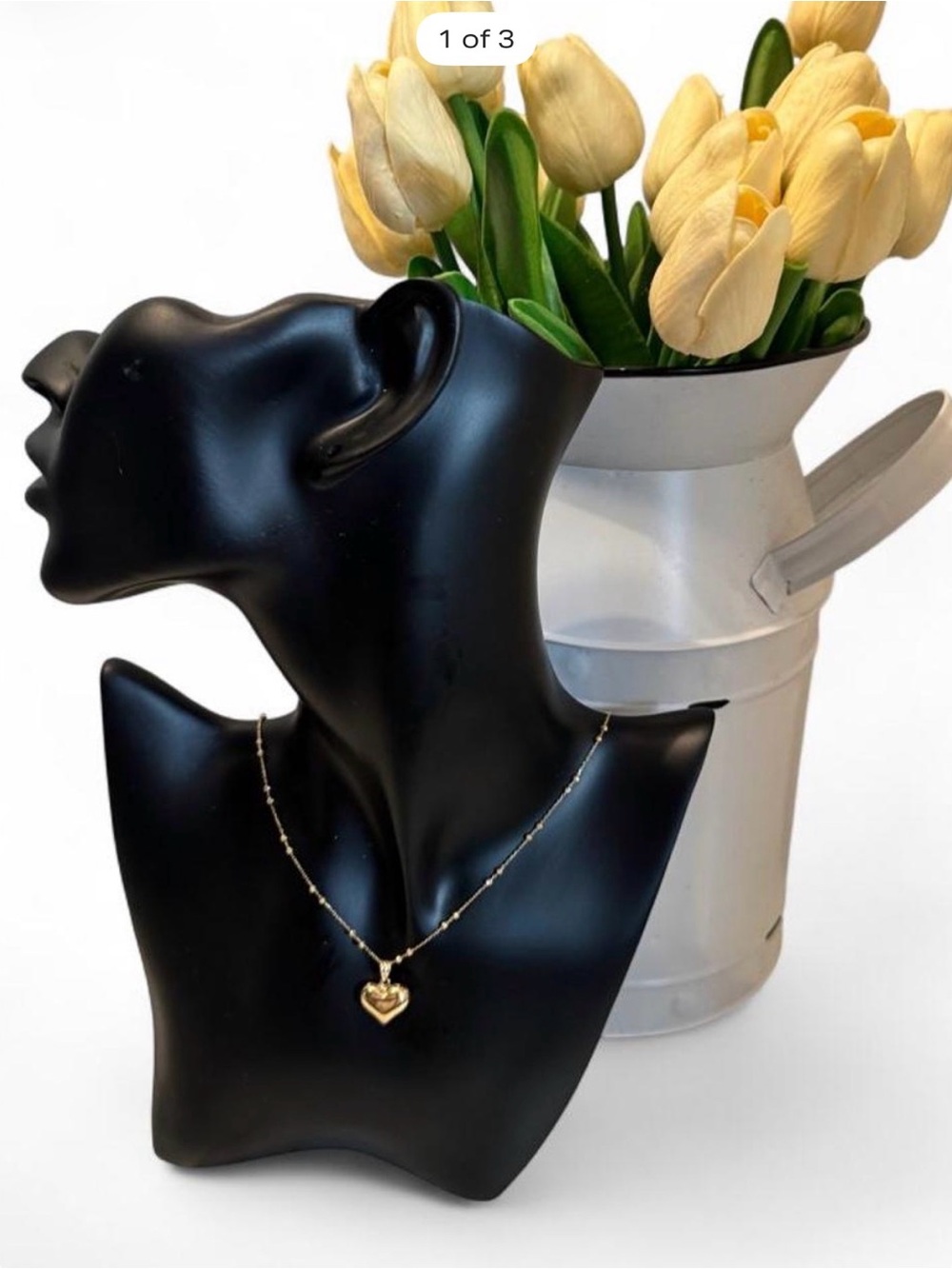 Gold Heart Pendant Station Necklace - Women's Jewelry